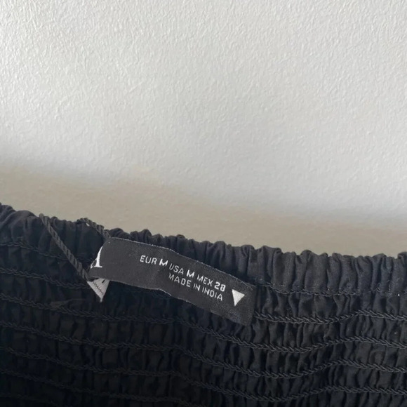 Zara V-Neck Embroidered Floral Poplin Dress Black White NWT Size Medium - Picture 7 of 8